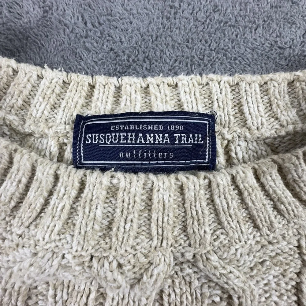 Susquehanna Trail‎ Outfitters Cable Knit Sweater Mens Size 2XL Beige Fisherman
